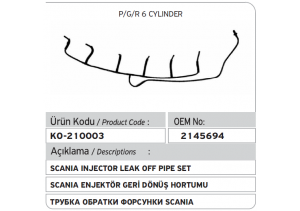 Scania 2145694 Enjektör Geri Dönüş Hortumu